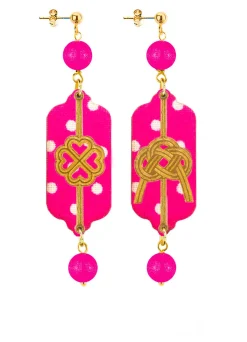 Lebole Maison Orecchini Pois Quadrifoglio E Nodo Mini Fucsia