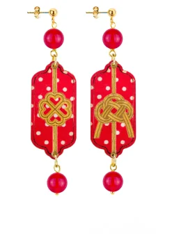 Lebole Maison Orecchini Pois Quadrifoglio E Nodo Mini Rubino