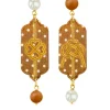Lebole Maison Orecchini Pois Quadrifoglio E Nodo Mini Marrone