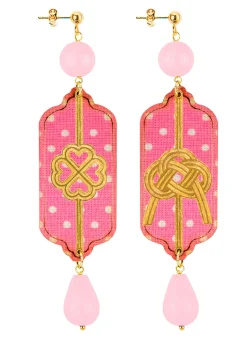 Lebole Maison Orecchini Pois Quadrifoglio E Nodo Rosa