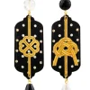 Lebole Maison Orecchini Pois Quadrifoglio E Nodo Nero