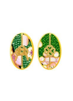 Lebole Maison Orecchini Quadrifoglio E Nodo Verde