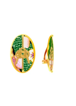 Lebole Maison Orecchini Quadrifoglio E Nodo Verde