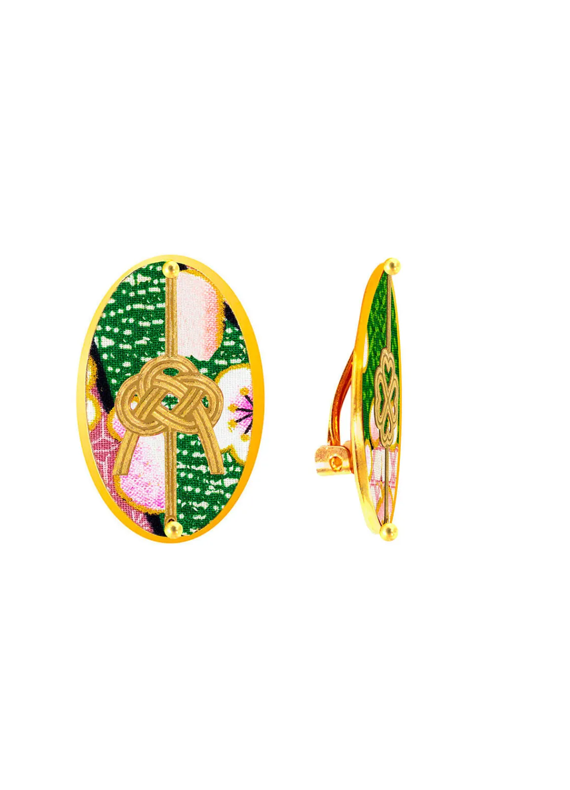 Lebole Maison Orecchini Quadrifoglio E Nodo Verde