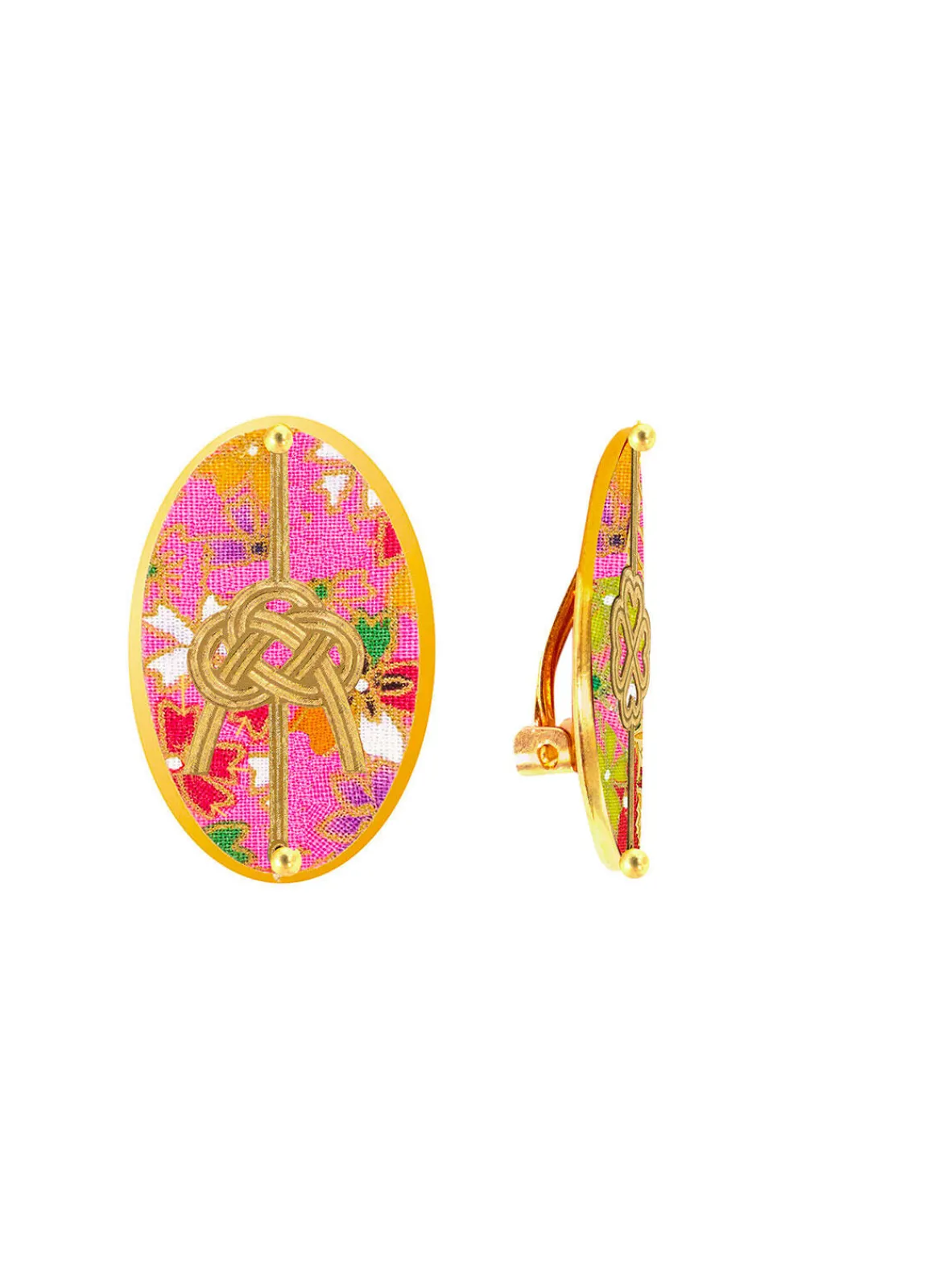 Lebole Maison Orecchini Quadrifoglio E Nodo Rosa