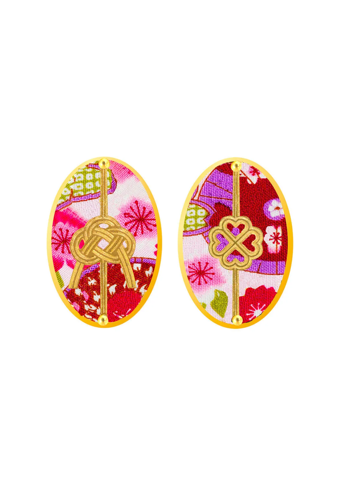 Lebole Maison Orecchini Quadrifoglio E Nodo Fucsia