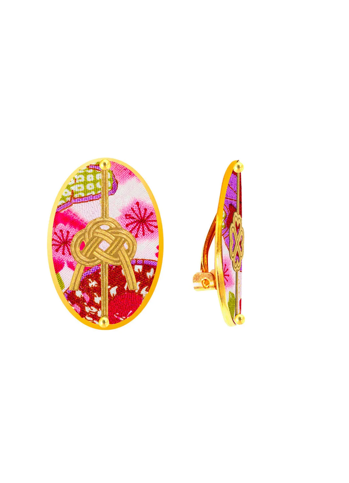Lebole Maison Orecchini Quadrifoglio E Nodo Fucsia