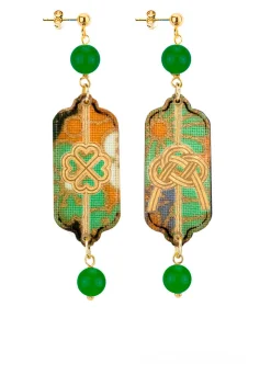 Lebole Maison Orecchini Quadrifoglio E Nodo Mini Verde