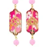 Lebole Maison Orecchini Quadrifoglio E Nodo Mini Rosa Fluo