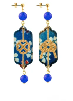 Lebole Maison Orecchini Quadrifoglio E Nodo Mini Blu