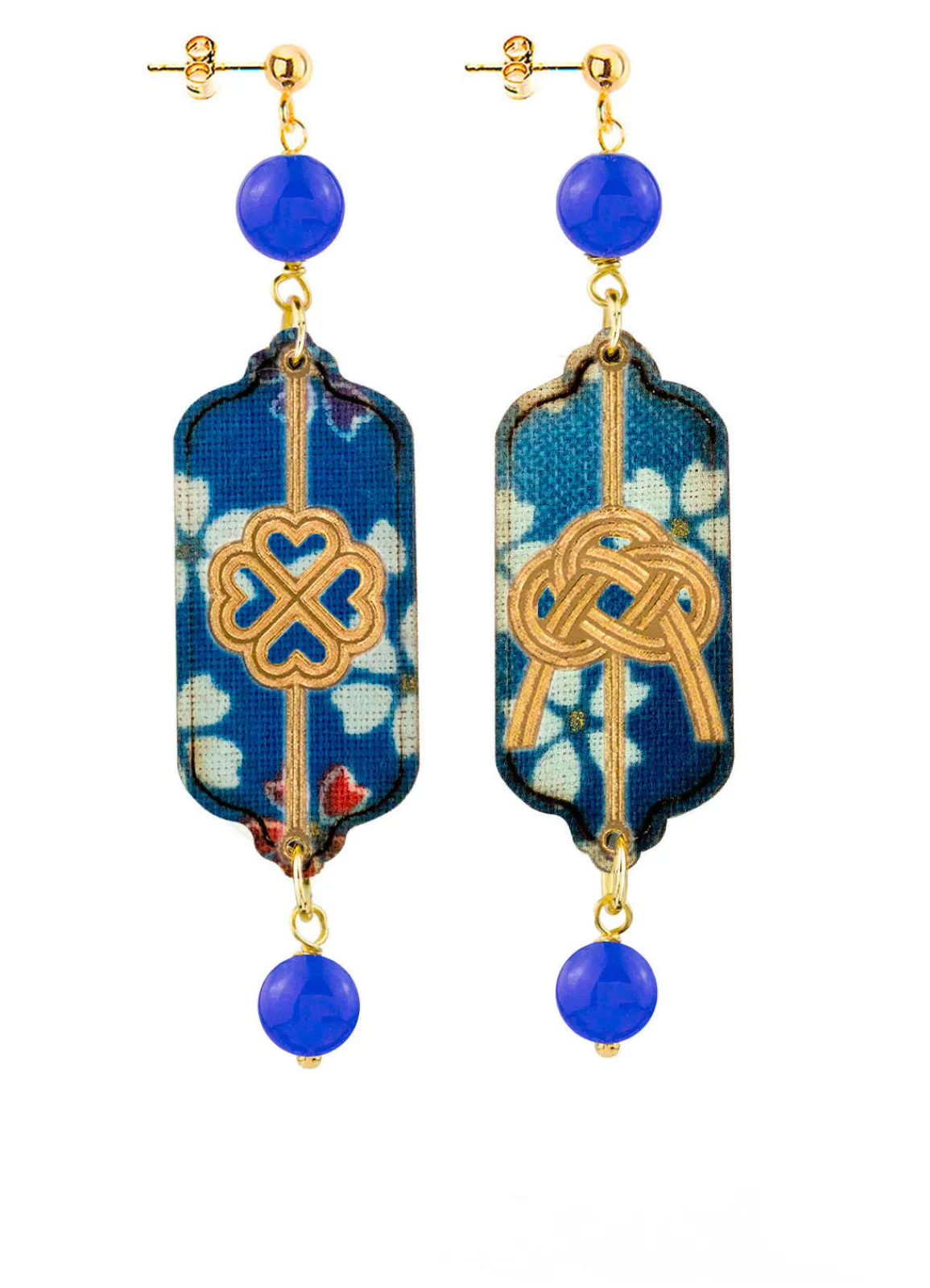 Lebole Maison Orecchini Quadrifoglio E Nodo Mini Blu