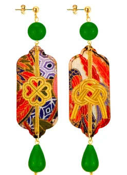 Lebole Maison Orecchini Quadrifoglio E Nodo Verde