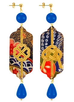 Lebole Maison Orecchini Quadrifoglio E Nodo Blu