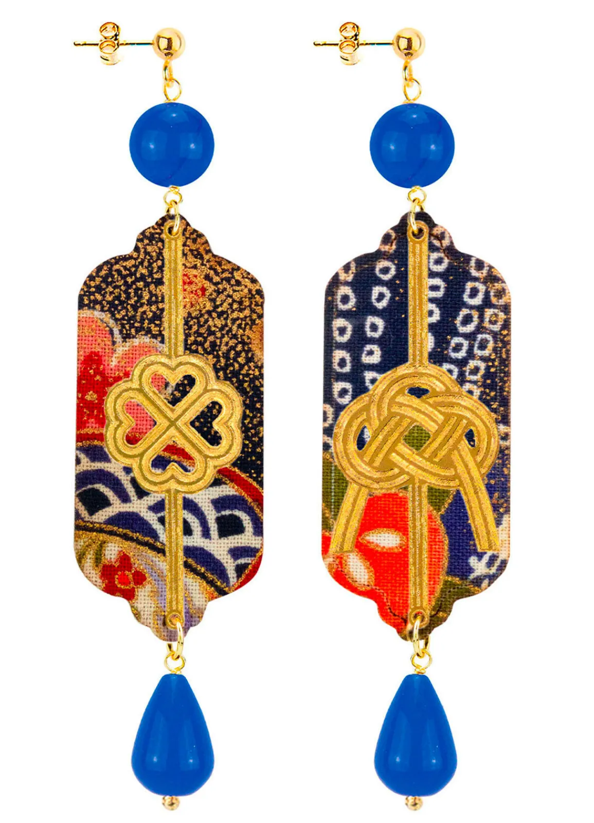Lebole Maison Orecchini Quadrifoglio E Nodo Blu