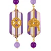 Lebole Maison Orecchini Righe Quadrifoglio E Nodo Mini Viola E Lilla