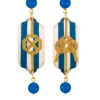 Lebole Maison Orecchini Righe Quadrifoglio E Nodo Mini Blu