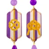 Lebole Maison Orecchini Righe Quadrifoglio E Nodo Viola E Lilla