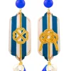 Lebole Maison Orecchini Righe Quadrifoglio E Nodo Blu