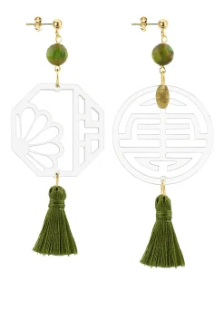 Lebole Maison Orecchini Shou Plexi Trasparente Nappa Verde Oliva