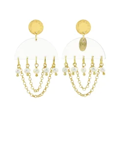 Lebole Maison Orecchini Tan Mono Semicerchio Mini Plexi Trasparente Perla