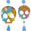 Lebole Maison Orecchini Teschio Grande Azzurro
