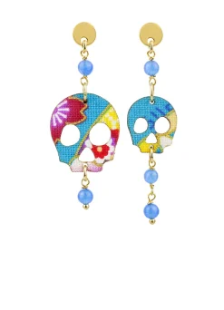 Lebole Maison Orecchini Teschio Mini Azzurro