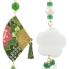 Lebole Maison Orecchini Ventaglio E Fiore Madreperla Piccolo Verde