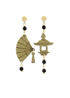Lebole Maison Orecchini Ventaglio Mini Oro Nero