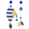 Lebole Maison Orecchini Ventaglio Piccolo Righe Blu