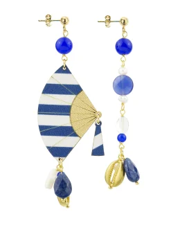 Lebole Maison Orecchini Ventaglio Piccolo Righe Blu