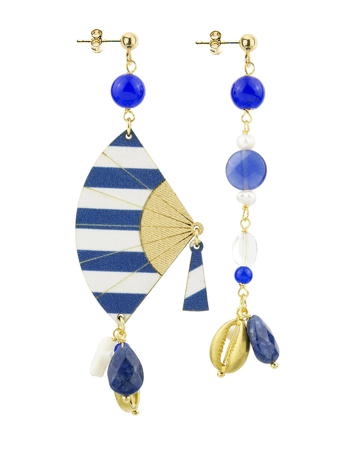 Lebole Maison Orecchini Ventaglio Piccolo Righe Blu