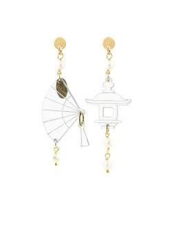 Lebole Maison Orecchini Ventaglio Plexi Trasparente Mini Perla