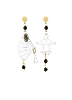 Lebole Maison Orecchini Ventaglio Plexi Trasparente Mini Nero