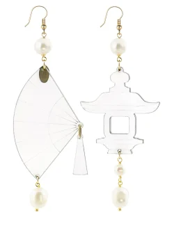 Lebole Maison Orecchini Ventaglio Plexi Trasparente Grande Perla