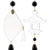 Lebole Maison Orecchini Ventaglio Plexi Trasparente Grande Nero