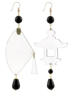 Lebole Maison Orecchini Ventaglio Plexi Trasparente Grande Nero