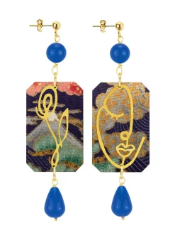 Lebole Maison Orecchini Viso E Fiore Blu
