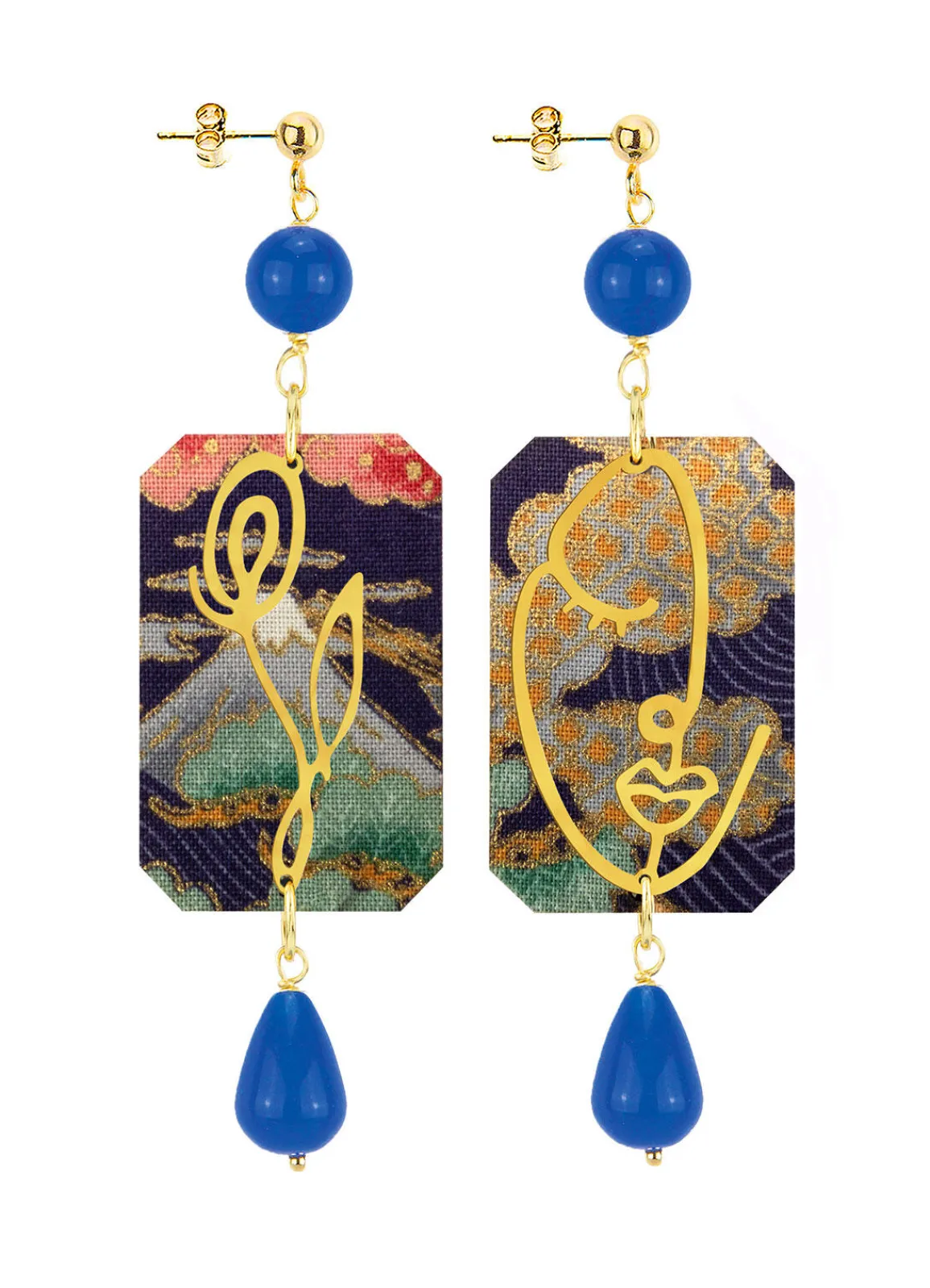 Lebole Maison Orecchini Viso E Fiore Blu
