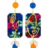 Lebole Maison Orecchini Viso E Fiore Fiori Blu E Arancione