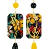 Lebole Maison Orecchini Viso E Fiore Fiori Nero E Giallo