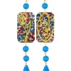 Lebole Maison Orecchini Viso E Fiore Mini Lungo Azzurro