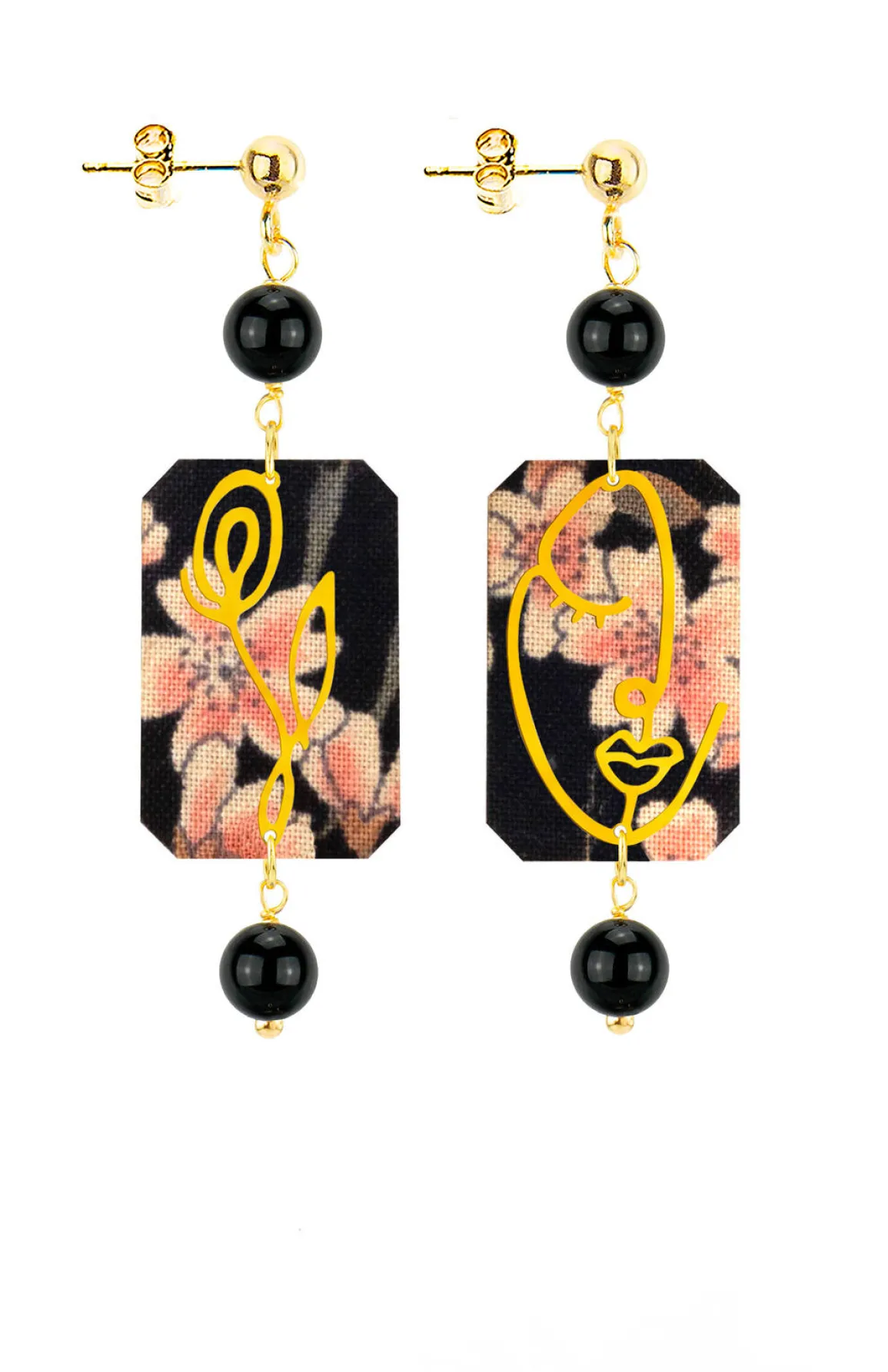 Lebole Maison Orecchini Viso E Fiore Mini Nero