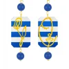 Lebole Maison Orecchini Viso E Fiore Mini Righe Blu