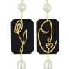 Lebole Maison Orecchini Viso E Fiore Plexi Nero Perla