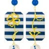 Lebole Maison Orecchini Viso E Quadrifoglio Righe Blu