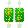 Lebole Maison Orecchini Viso E Quadrifoglio Pois Verde Giada