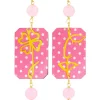 Lebole Maison Orecchini Viso E Quadrifoglio Pois Rosa Fluo