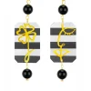 Lebole Maison Orecchini Viso E Quadrifoglio Mini Righe Nero