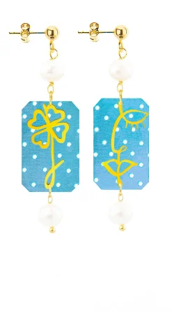 Lebole Maison Orecchini Viso E Quadrifoglio Mini Pois Perla