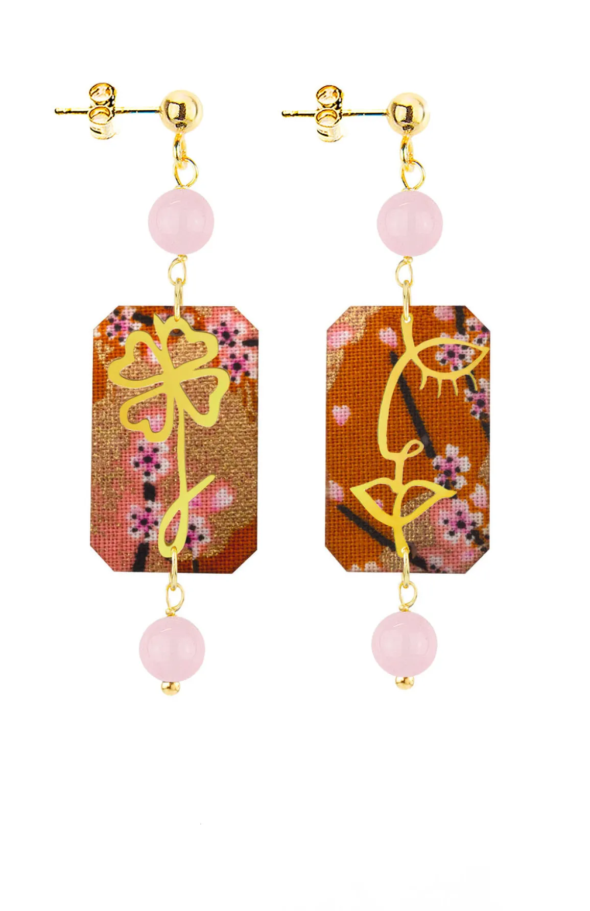 Lebole Maison Orecchini Viso E Quadrifoglio Mini Rosa